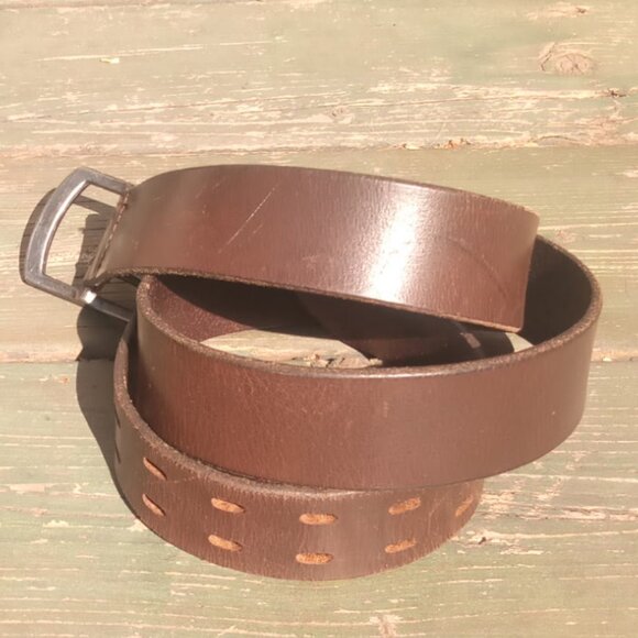 Vintage Old Navy Double Notch Unisex Real Leather Belt - LG - Picture 8 of 9